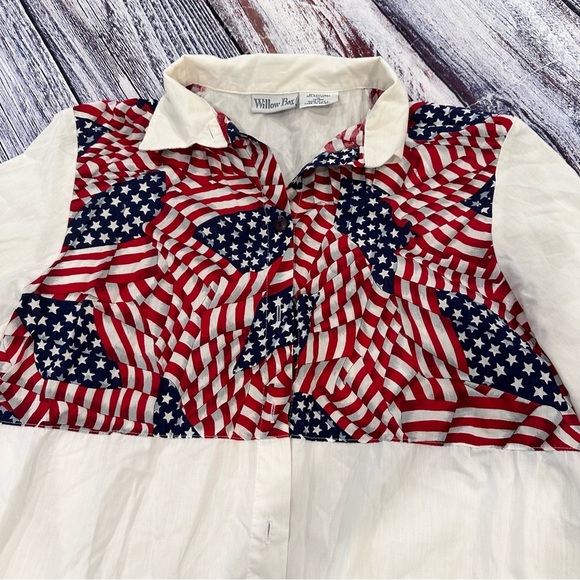 Vintage Willow Bay Patriotic Flag Wide Sleeve Button Down Shirt​ - Picture 3 of 7